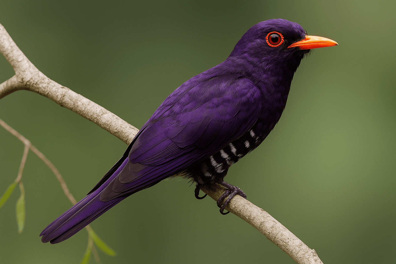 Violet Cuckoo on a branch.